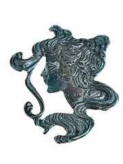 Vtg Art Nouveau 925 Sterling Woman’s Head Brooch/Pin See Pics Marked on Back