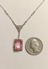 Antique Edwardian Belle Époque 10K White Gold Filigree 16 1/2″ Necklace