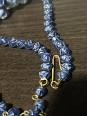 VINTAGE SET WEST GERMANY ART GLASS BLUE LAPIS WATERFALL EARRINGS NECKLACE