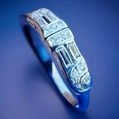 Original EARTH MINED DIAMOND Deco Wedding BAND Antique SOLID PLATINUM Ring S 5.5