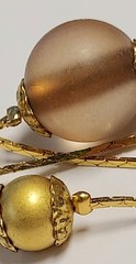 Vintage Beaded Station Necklace & Earrings JC Penny 90s Matte Gold Tone NOS