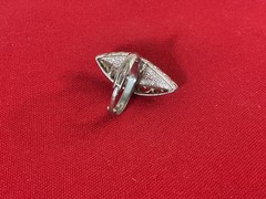 Vintage Emmons Black Marquise Cabochon Rhinestone Adjustable Ring Silver Tone Co