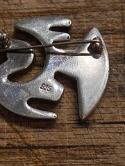 Vintage Sterling Silver And Malachite Ethnic Bird Brooch