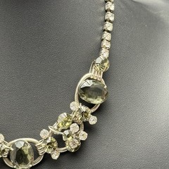 Juliana D&E Smoky Rhinestone 5-Link Necklace Choker / Collar 15” Vintage
