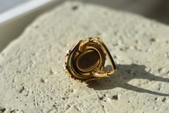 Vintage Domed Cocktail Ring with Adjustable Band Patent Number Stamped Inside