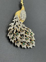 Designer (Panetta?) Signed Pave Rhinestone Peacock Brooch