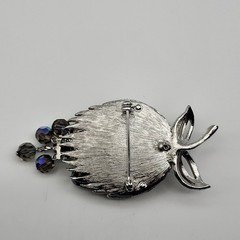 Stunning Schrager Vintage AB Crystal Brush silvertone Tumbler Brooch pin fruit