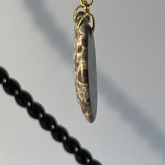 Lg Oval Asteroid Jasper Gold French Wire Earrings Natural Gemstone Earthy Casual