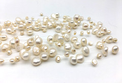 Floating Fresh Water White Pearls 3+ Strands ST Rhinestone Clasp 17″ Neckace