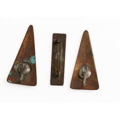 1960s Modern Art Brooch And Earrings Enamel Over Copper Demi-Parure Set