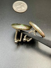 Vintage Silver Tone Holographic Kaleidoscope Pinwheel Cufflinks MCM