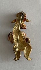 VINTAGE MCM LG LIND-GAL DANCING POODLE DOG PIN BROOCH BROWN TAN GOLD