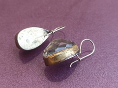 RARE Rock Crystal Silver Earrings, Vintage Very Big Rock Crystal Silver Earrings