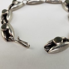 Sterling Silver Small Mexico Green Turquoise Tennis Bracelet 6.25 in 6.4g [7120]