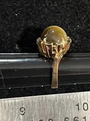 Vintage Tiger Eye Ring 10K Yellow Gold Size 4.5