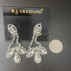 RJ Graziano clip statement chandelier rhinestone/crystal bead earrings/Clip on