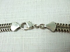 Vintage Classic Retro Necklace Flat Chain Herring Bone Silver Plated Metal 19″