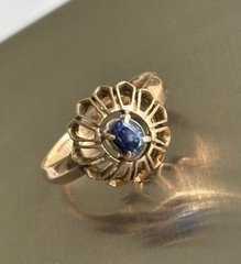 Antique Edwardian 10k Rose Gold HALO Ring Size 8 Ladies STUNNING RARE SETTING