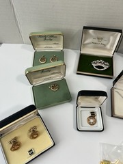 Vintage Anson Karatclad LOT Silver And Gold Tone Necklace Earrings Loose Stones