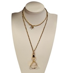 Designer John Wind Maximal Art Hand Door Knocker Geode Gold Tone Necklace