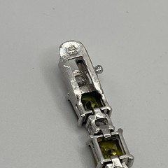 FAS 925 Sterling Silver Green Clear Stone Tennis Bracelet 7″ Heavy 21.3g
