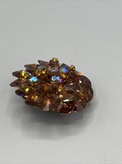 Vintage Brown Iridescent Glass Pin Cluster Rivioli Bead Brooch 1950’s-1970’s