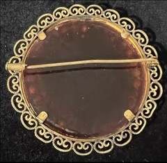 VTG Art Deco Framed Ornate Lucite Marcasite Blue Turquoise Brooch Trombone Clasp