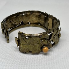 High-end Quality Mid Century Russian Gold Oak Leaf Acorn Clamper Bracelet Dangle