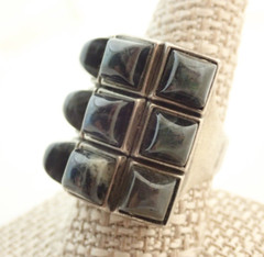 Vintage David Andersen D-A Signed Norway BIG Modernist Labradorite Sterling Ring