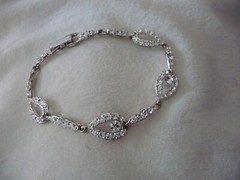 WEDDING SILVER TONE FAUX DIAMONDS RHINESTONE LINKS 3/8″W 7″L BRACELET #23/5A