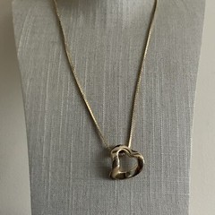 Vintage 80s heart open slide pendant necklace in gold tone metal
