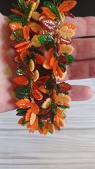 1960s Lucite Leaf Fringe Necklace Made in Hong Kong fall colors choker necklace