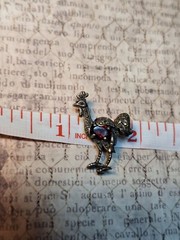 Small Sterling Markasite Rooster Chicken Brooch Pin