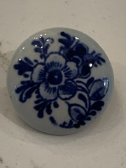 Vintage Brooch Lot, Lady In Mirror, Brass, Blue/ Red Glass, Delft Holland