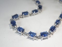 D’Joy Sterling Silver 925 Natural Blue Kyanite Tennis Line Bracelet Fits 8″