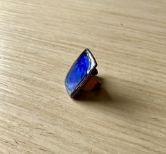 MCM Scandinavian made in Denmark Copper and Blue Enamel Vintage Adjustable Ring