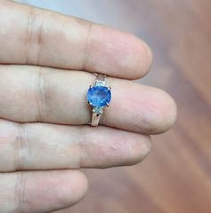 14K white gold engagement ring 2.21ct. Natural Untreated Blue Sapphire Cushion