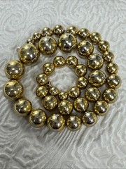 Vintage Gold Tone Graduated Bead Ball Necklace Strung On Chain 19”