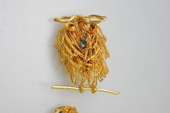 Owl Brooch LOT scatter bird birds pin rhinestone gold tone wire XL13