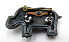 VTG UNUSUAL SET silver tone stud PIERCED DAINTY EARRINGS Elephant flower BROOCH