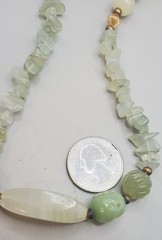 Vintage Estate Jadeite & Quartz TESTED Gemstone 28″ Necklace With Barrel Clasp