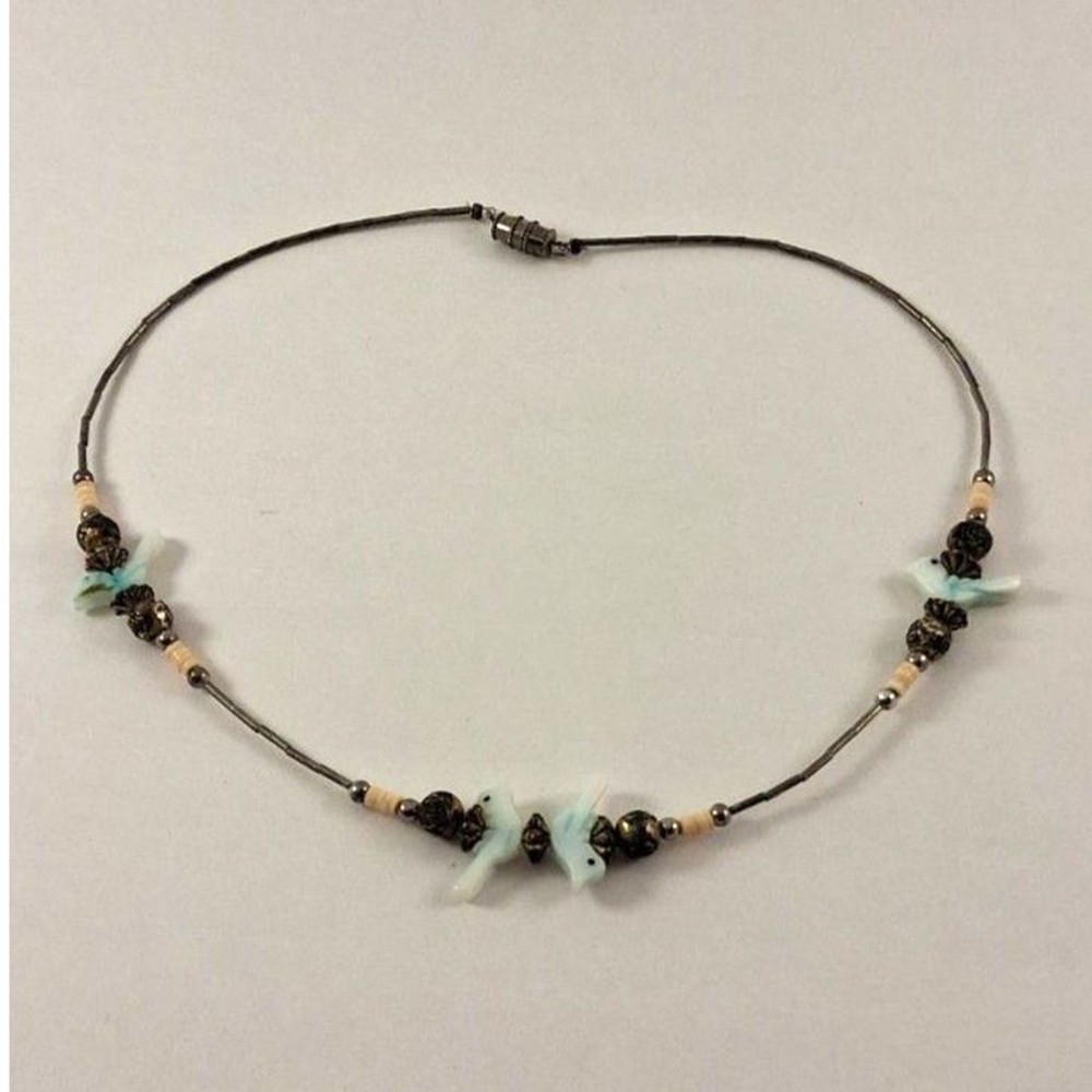Vintage Shell Fetish Bird and Heishi Bead Choker 1970s – 1990s