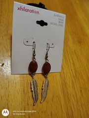 Vintage Xhilaration Feather Dangle Earrings Nickel Free NOS New Old Stock Boho