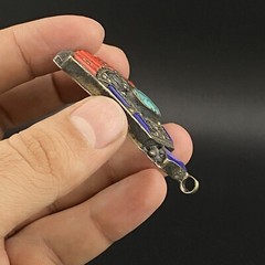 “Axe” Head Shape Masterpiece Old Ethnic Unique Tibetan Multi Colour Pendant