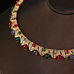 Vintage Ciner Style Multicolor Necklace Earrings Bracelet Jewelry Set