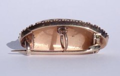 Pretty Antique Victorian 10K Gold Foiled Garnet Cabochon Pearl Pendant Pin 1886