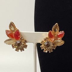 D&E Juliana Pink Givre Earrings Crystals Climber Gold Tone 1.75″
