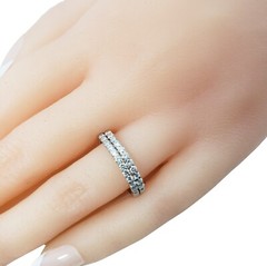 14 Karat White Gold Diamond Double Band Ring Size 6.5 #11821