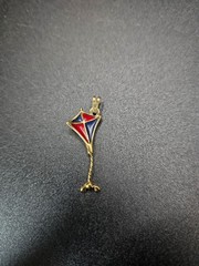 Vintage Monet Kite Pendant, Red and Blue, 16″ Monet Gold Tone Chain Included