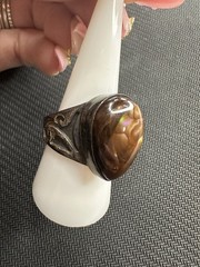 Vtg Sterling 925 México Southwestern Style Fire Agate Wide Band Ring, 10.5